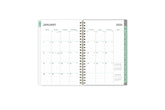 January 2024 - December 2024 weekly monthly planner featuring a monthly spread boxes for each day, lined writing space, notes section, reference calendars, and pink monthly tabs with white text in 5x8 size