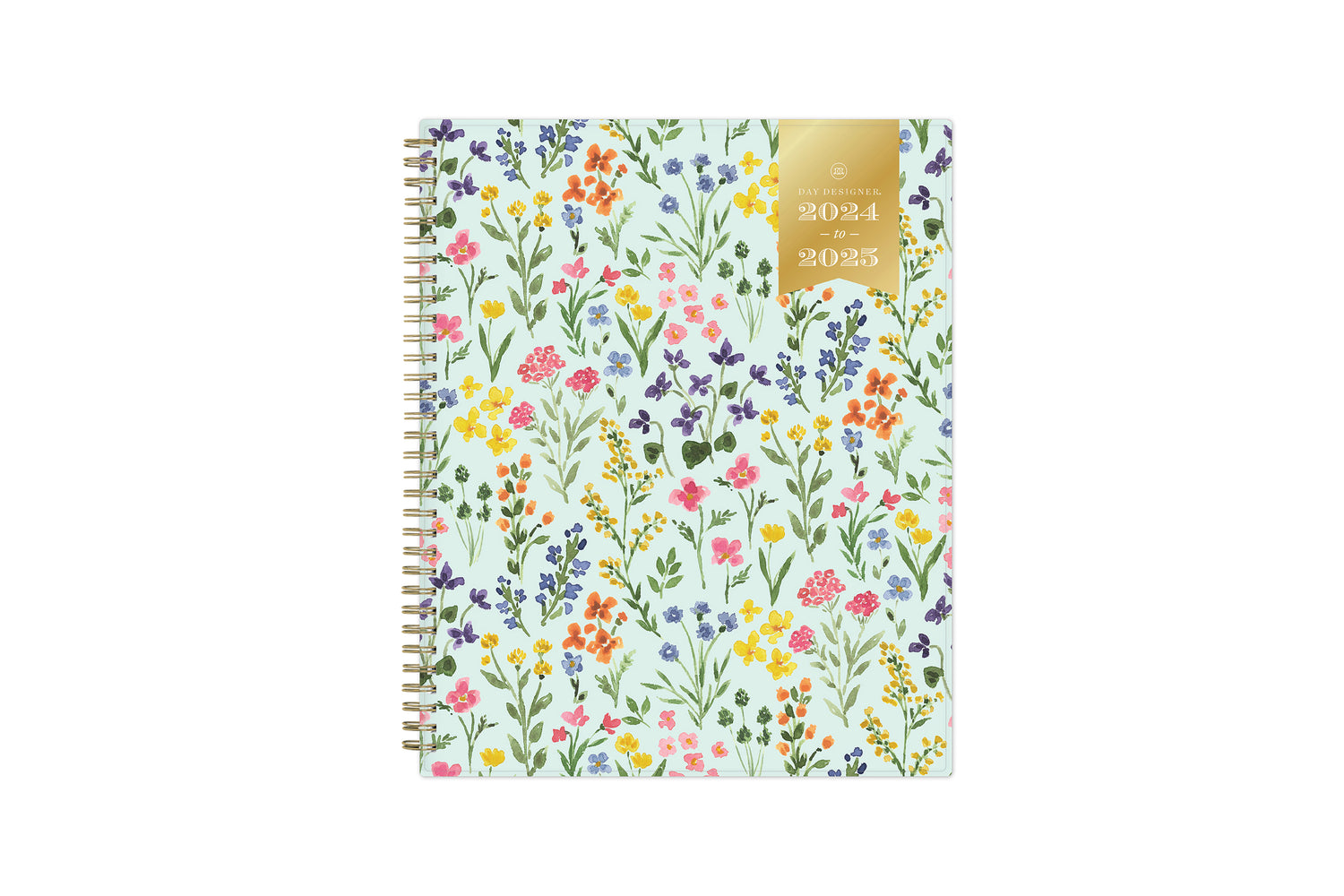 weekly monthly academic planner from Day Designer for Blue Sky featuring a mint background and floral front cover 8.5x11