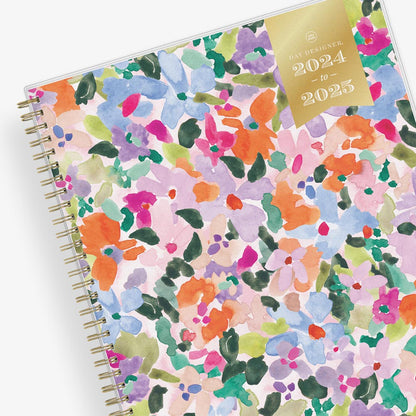floral blotches day designer 8.5x11 weekly monthly planner for July 2024 - June 2025