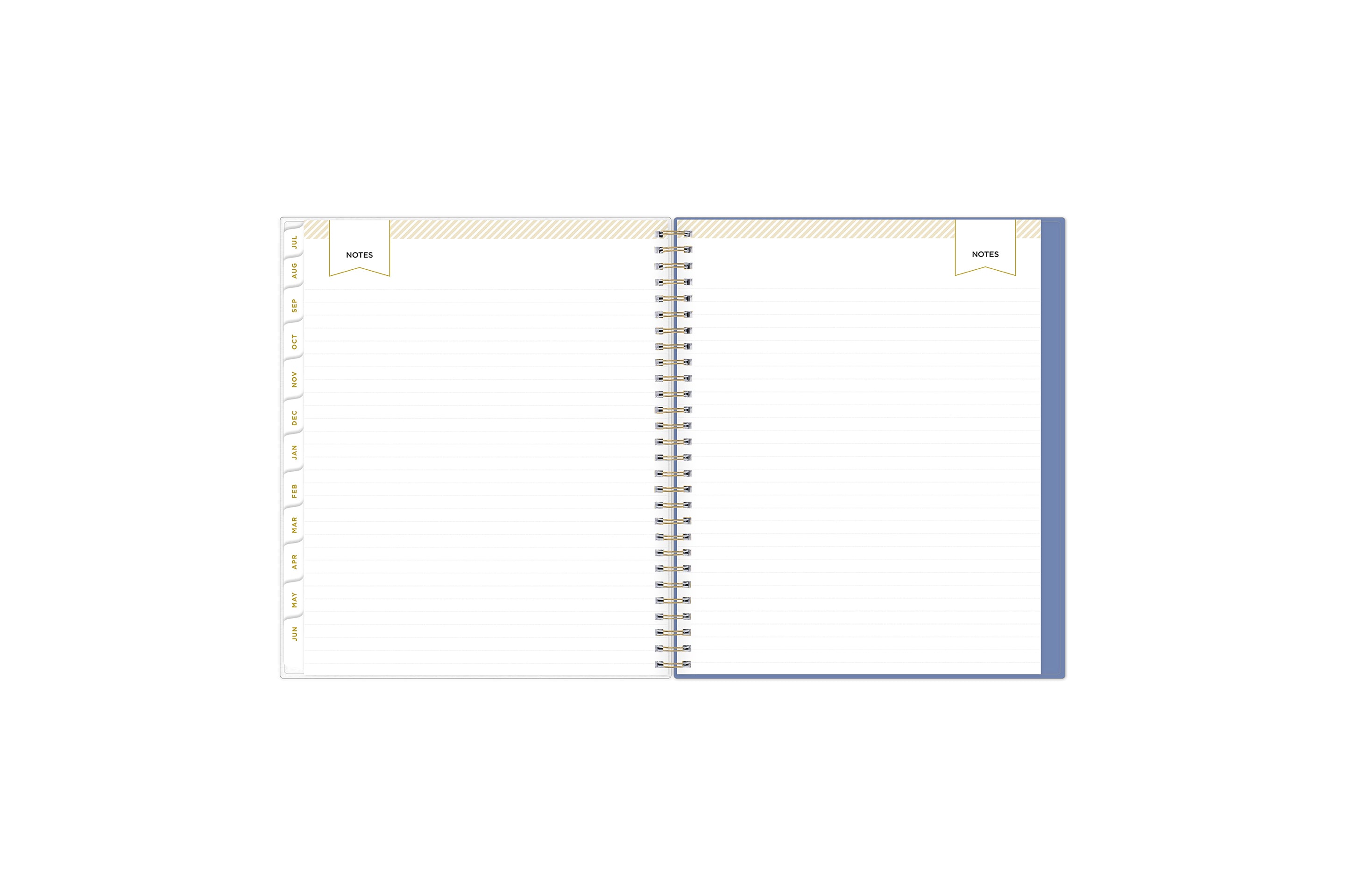 Lined notes pages on the  monthly planner for July to June