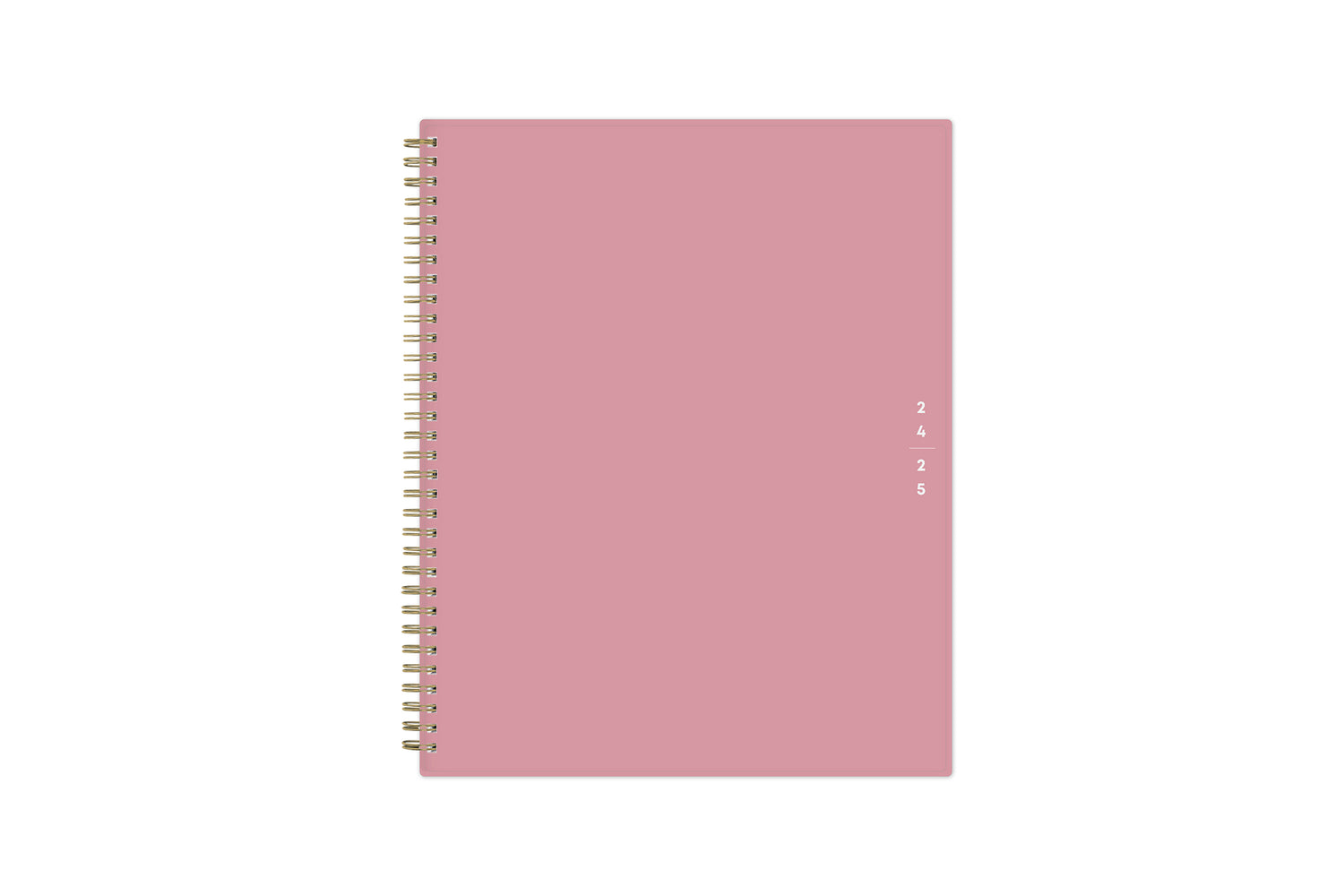 solid matte pink front cover on this teacher lesson planner in 8.5x11 planner size July 2024 - June 2025