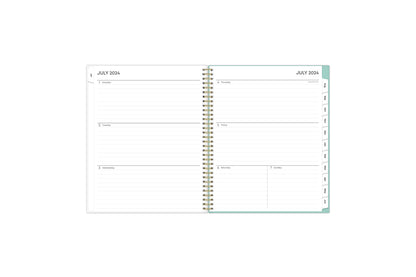  weekly monthly 5x8 academic planner featuring a weekly spread with ample lined writing space, to-do list, notes section, and blue monthly tabs
