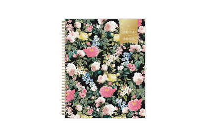 beautiful realistic floral pattern with black background on this 8.5x11 weekly monthly planner by Day Designer