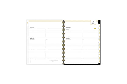 Featuring a weekly spread for this  weekly monthly planner are clean, lined writing space with room for notes, to-do lists, goals, projects, and white monthly tabs in 8.5x11 planner