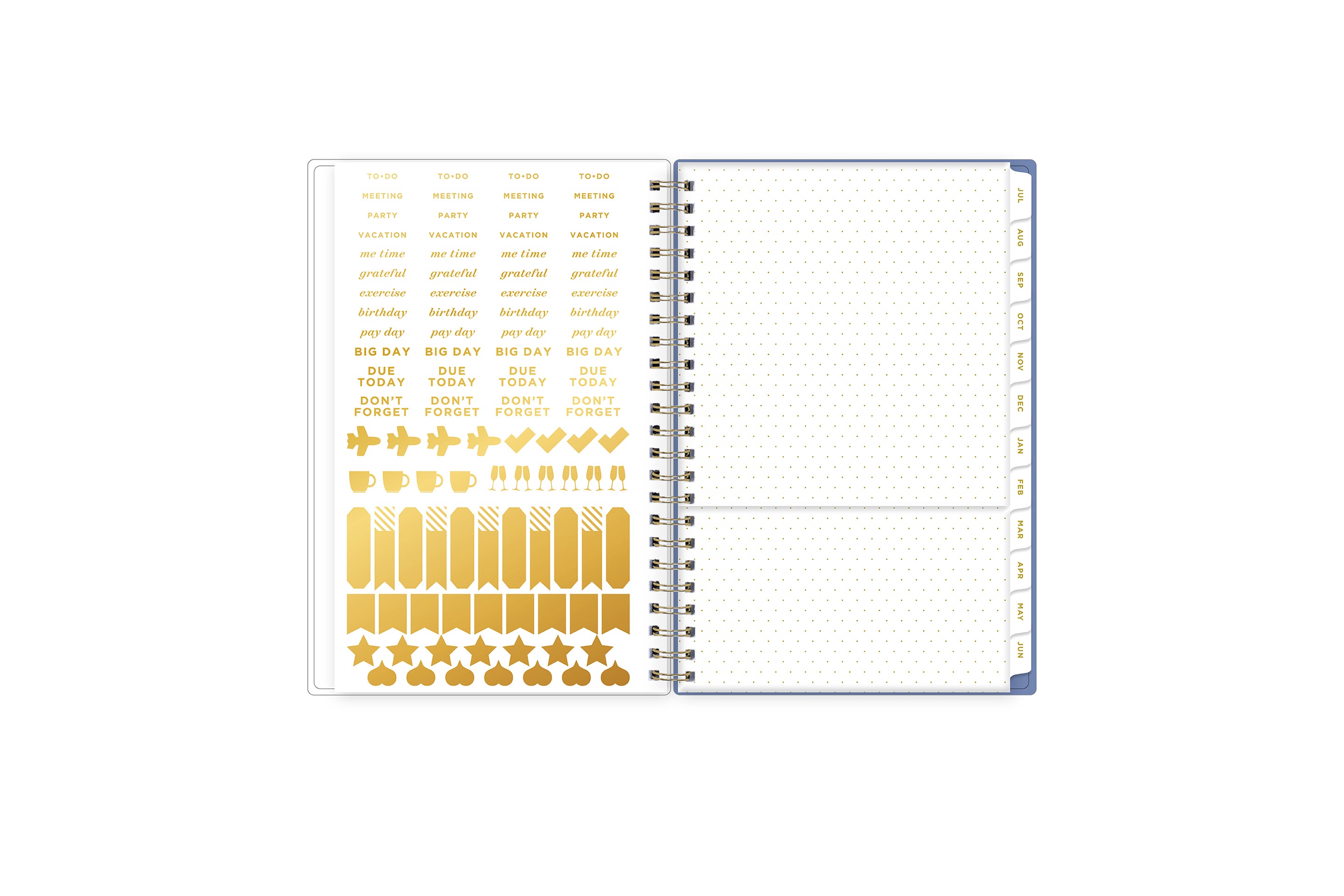 gold stickers, paper pocket,