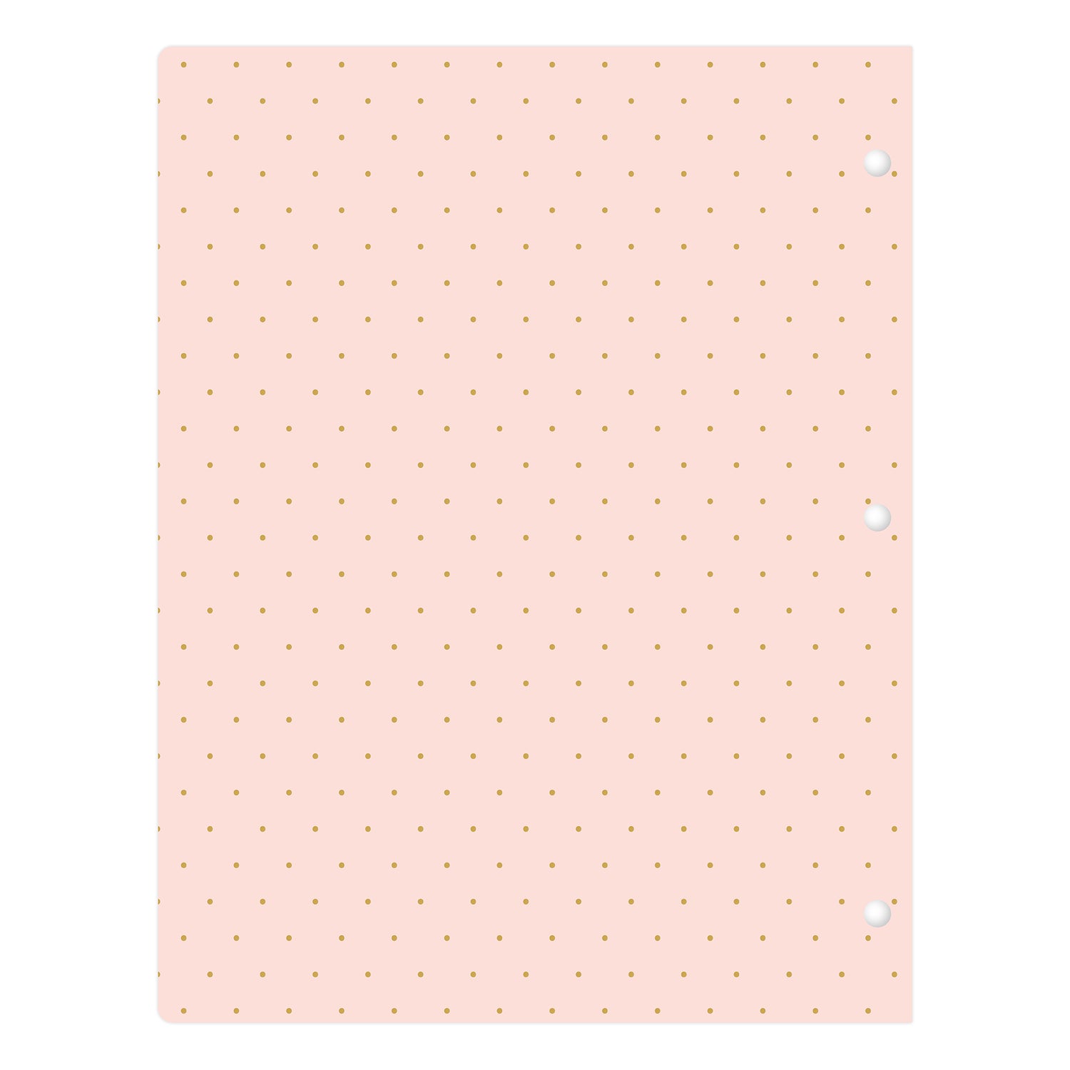 Pink with gold polka dots back cover on this monthly teacher lesson planner on white background