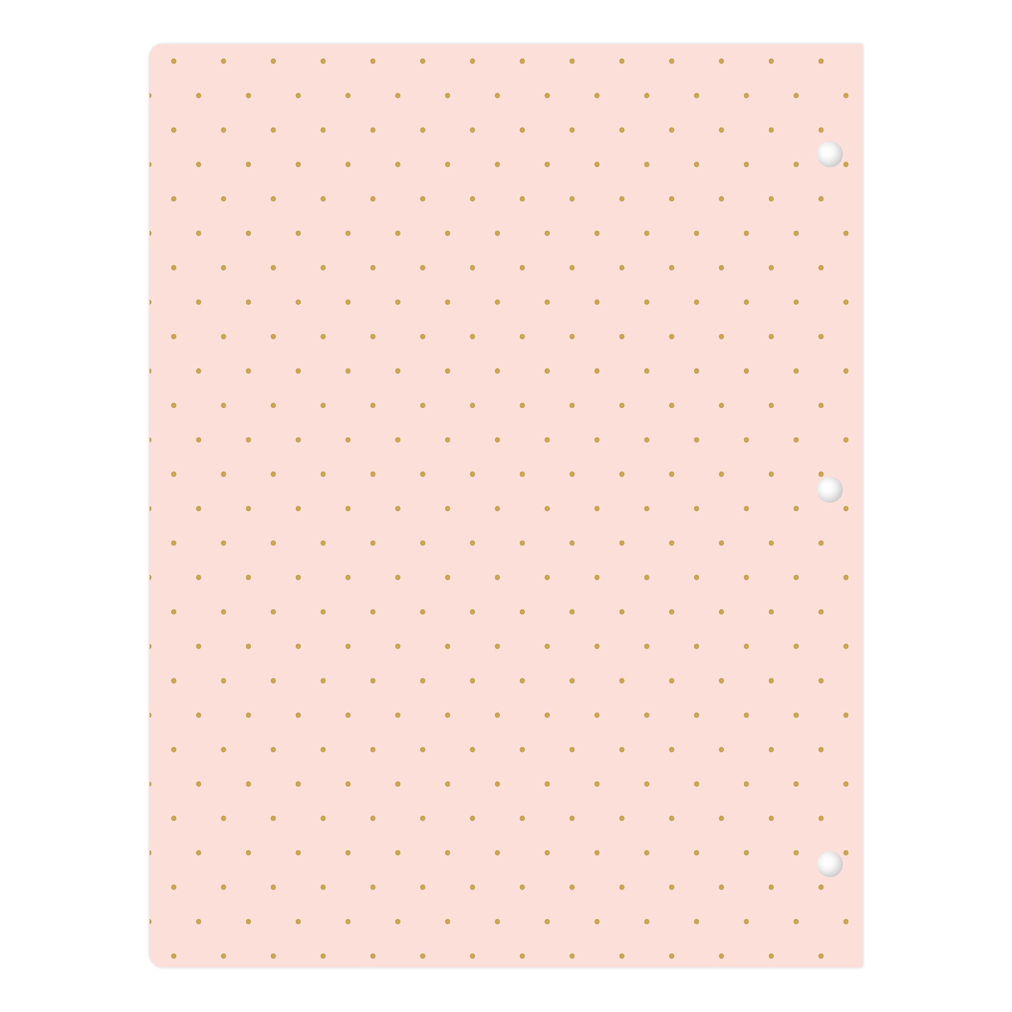Pink with gold polka dots back cover on this monthly teacher lesson planner on white background