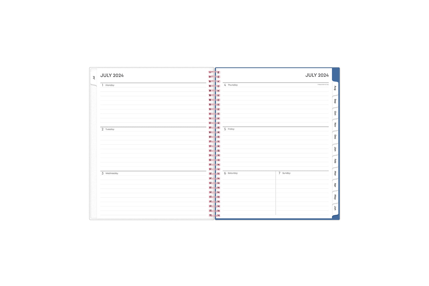  weekly monthly 8.5x11 academic planner featuring a weekly spread with ample lined writing space, to-do list, notes section, and white monthly tabs