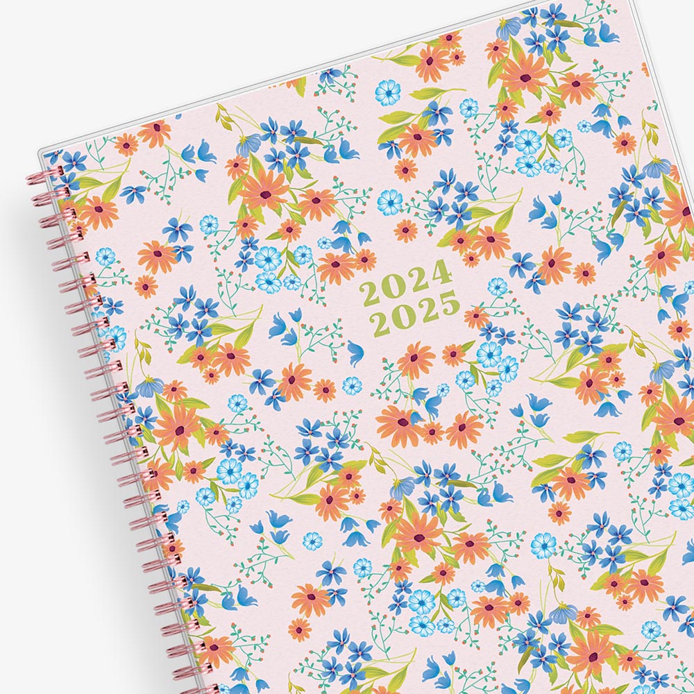 floral with mint back ground on 8.5x11 planner size weekly monthly for July 2024- June 2025