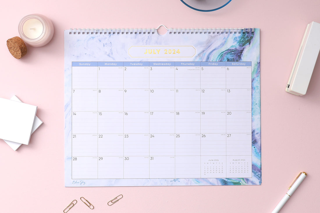 15x12 wall calendar with ample lined writing space, reference calendars for July 2024- June 2025