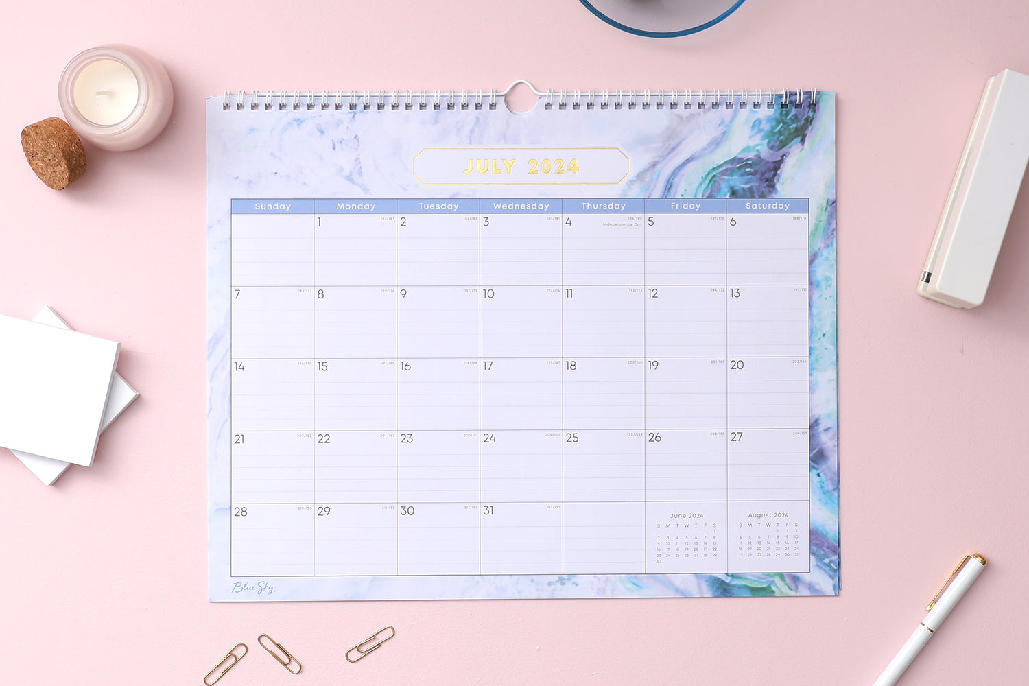 20242025 Gemma Wall Calendar 15x12 Blue Sky