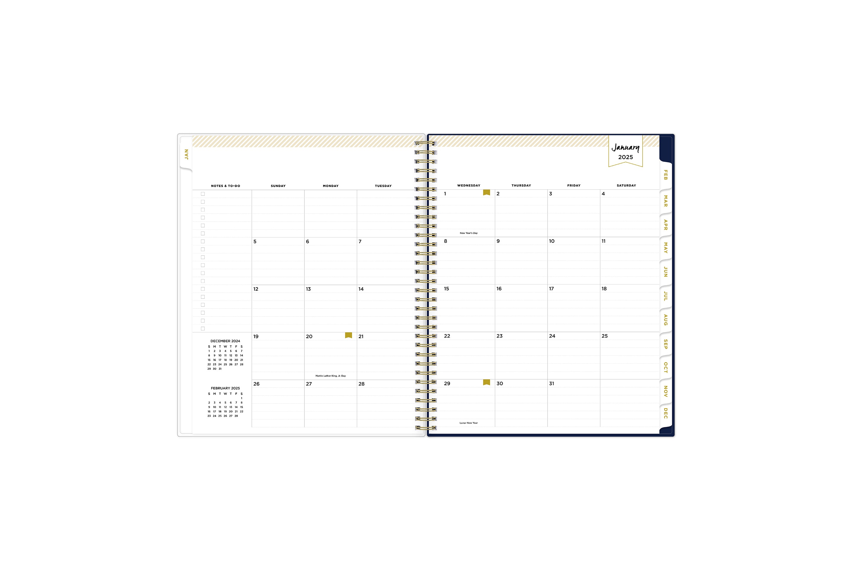 Meadow Blue 2025 Weekly Monthly 8.5x11 Day Designer for Blue Sky Planner