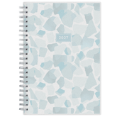 geometric blue front cover on this 2027 5x8 planner weekly monthly with twin wire o binding