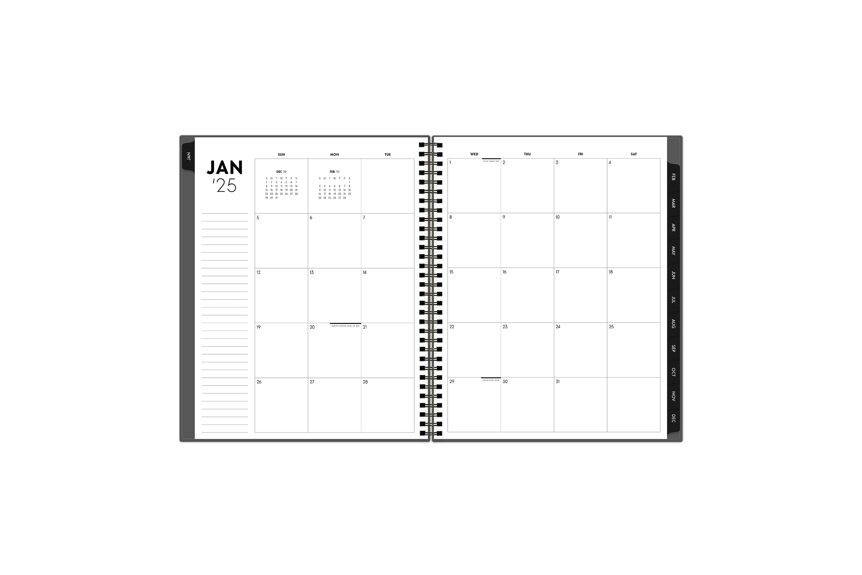 2025 Gray 8.5x11 ASMBLD Weekly Monthly Planner Blue Sky