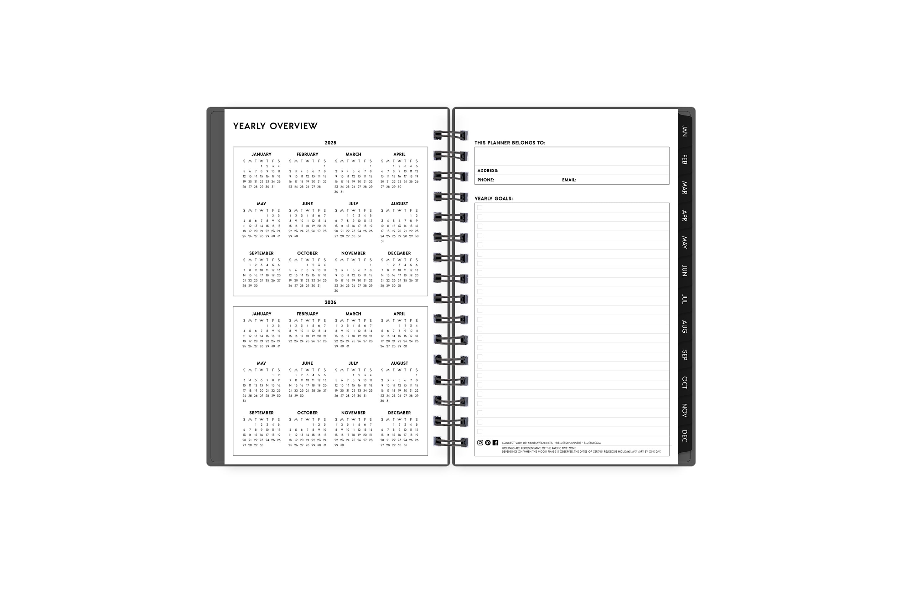 2025 Gray 5x8 ASMBLD Weekly Monthly Planner Blue Sky