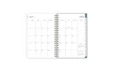 weekly and monthly academic planner featuring a monthly spread with clean writing space, a notes section, reference calendars, and white monthly tabs in 5x8 size