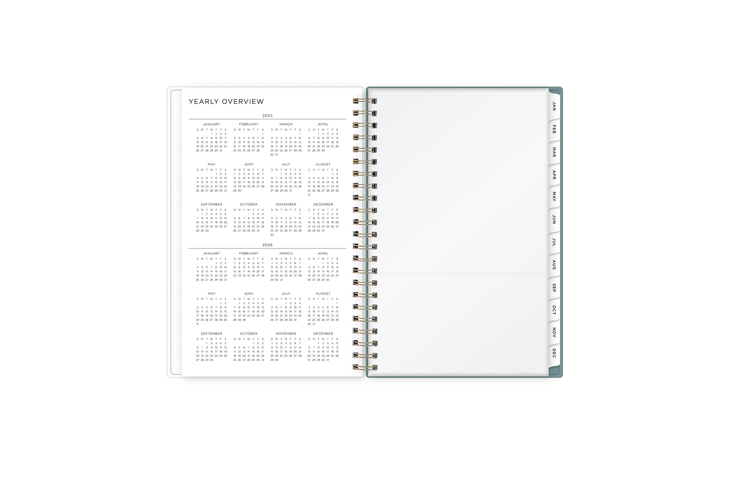 2025 to 2026 yearly overview with storage pockets