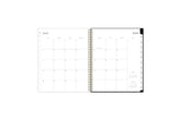  weekly and monthly academic planner featuring a monthly spread with clean writing space, a notes section, reference calendars, and white monthly tabs in 8.5x11 size