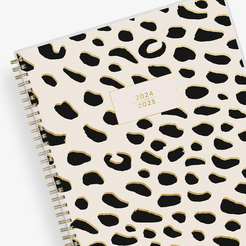 leopard print weekly monthly planner in 8.5x11 planner size by ashley g for July 2024- June 2025