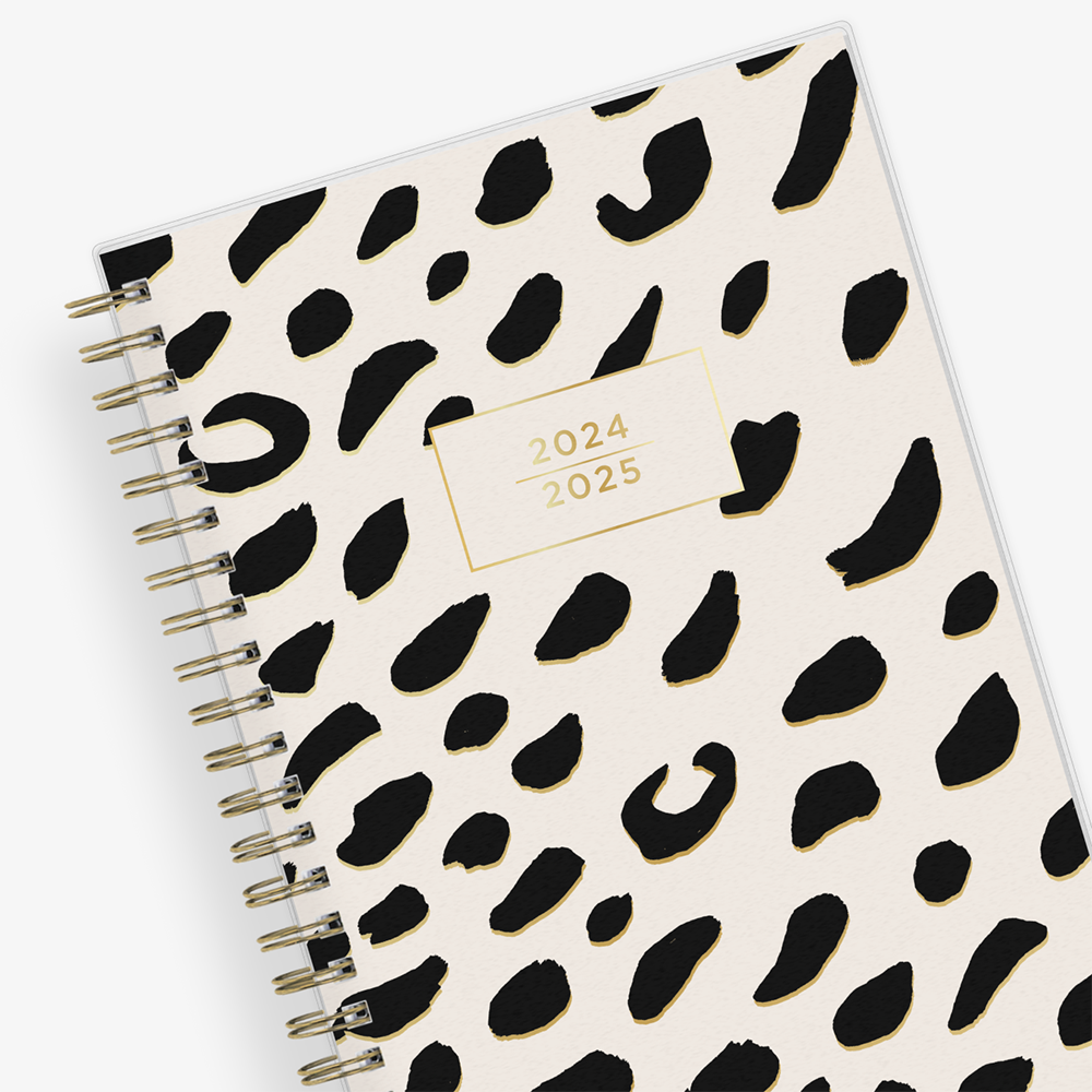 leopard print weekly monthly planner in 5x8 planner size by ashley g for July 2024- June 2025