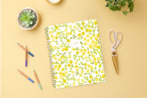 The kelly ventura 2026 weekly monthly planner for blue sky features beautiful lemons cover with gold twin wire-o binding in a 8.5x11 planner size.