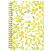 The kelly ventura 2026 weekly monthly planner for blue sky features beautiful lemons cover with gold twin wire-o binding in a 5x8 planner size.