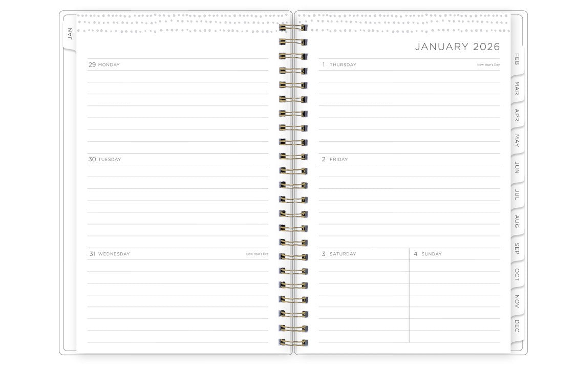 known for clean blank writing space, the kelly ventura 2026 planner features a clean, classic weekly layout for note taking, deadlines, important dates, and room to plan each day and each week!