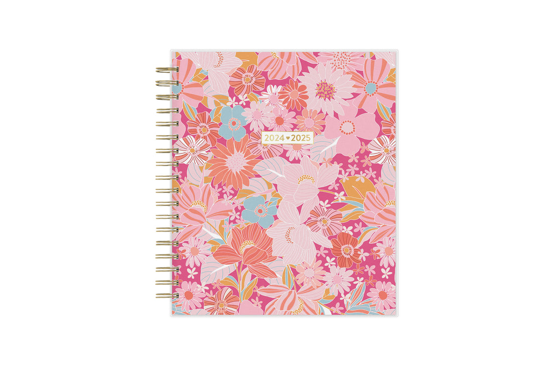 Multi shades of pink and orange florals on 8x10 daily planner size