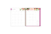 teacher lesson planner monthly view featuring clean writing space for projects, field trips, goals, deadlines, notes section, reference calendars and pink monthly tabs in 8.5x11 size