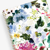 Kelly Ventura for Blue Sky student academic planner in 8.5x11 planner size with brush floral front cover, twin wire-o binding and a weekly monthly layout for July 2024- June 2025