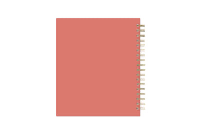 solid coral back cover in 8x9 daily planner with gold twin wire-o