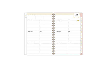  academic weekly monthly planner featuring a weekly spread grid lined notes, to-do list, goals, mint tabs, and reference calendars in 5x8 planner size