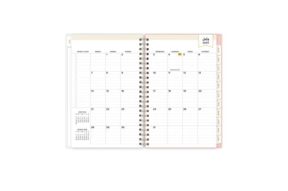  academic weekly monthly planner featuring a monthly spread grid lined notes, to-do list, goals, mint tabs, and reference calendars in 5x8 planner size