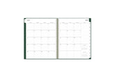 This  weekly monthly planner features a monthly spread with lined writing space, notes section, reference calendars and white monthly tabs with gold imprints