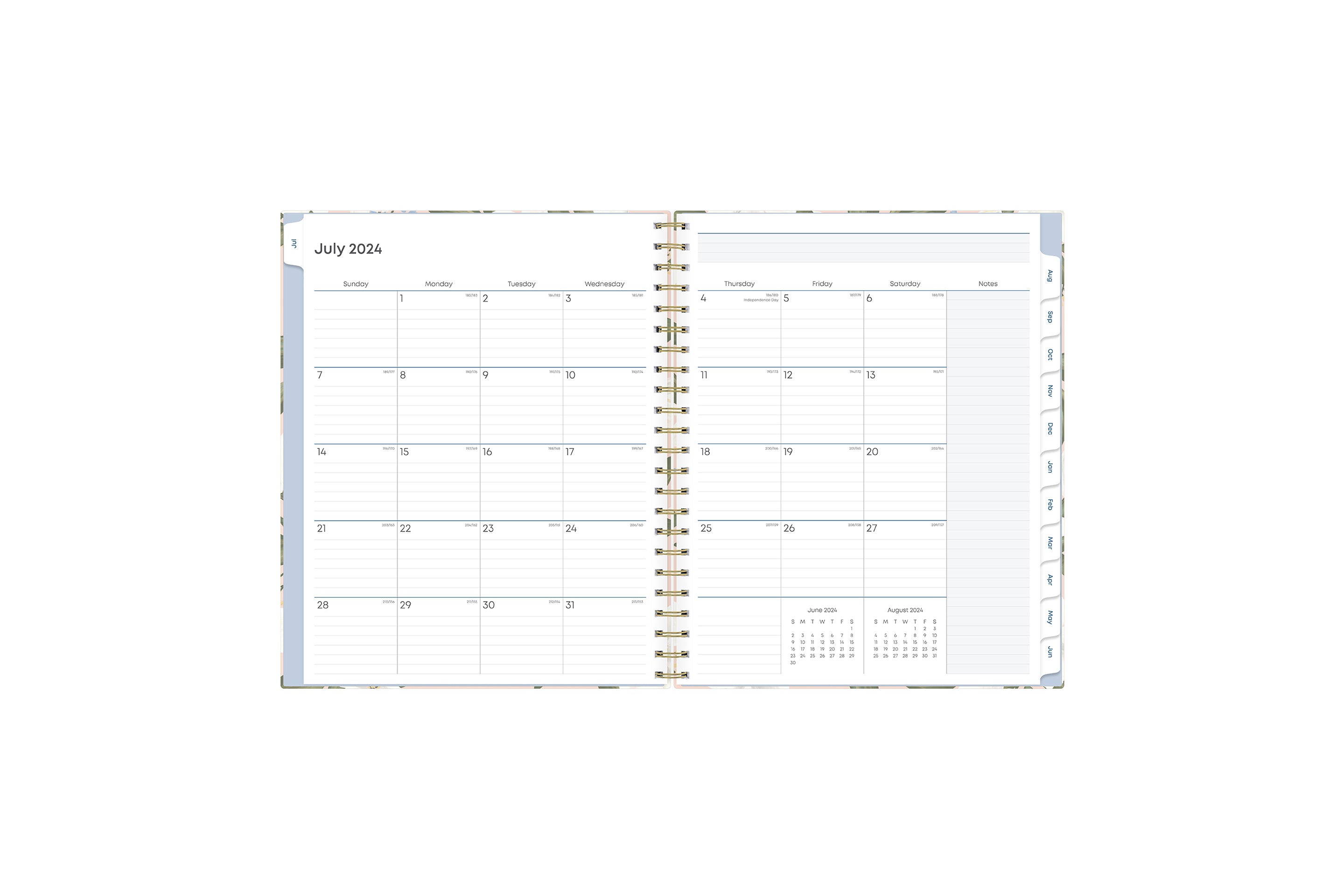  teacher lesson planner monthly view featuring clean writing space for projects, field trips, goals, deadlines, notes section, reference calendars and white monthly tabs in 8.5x11 size