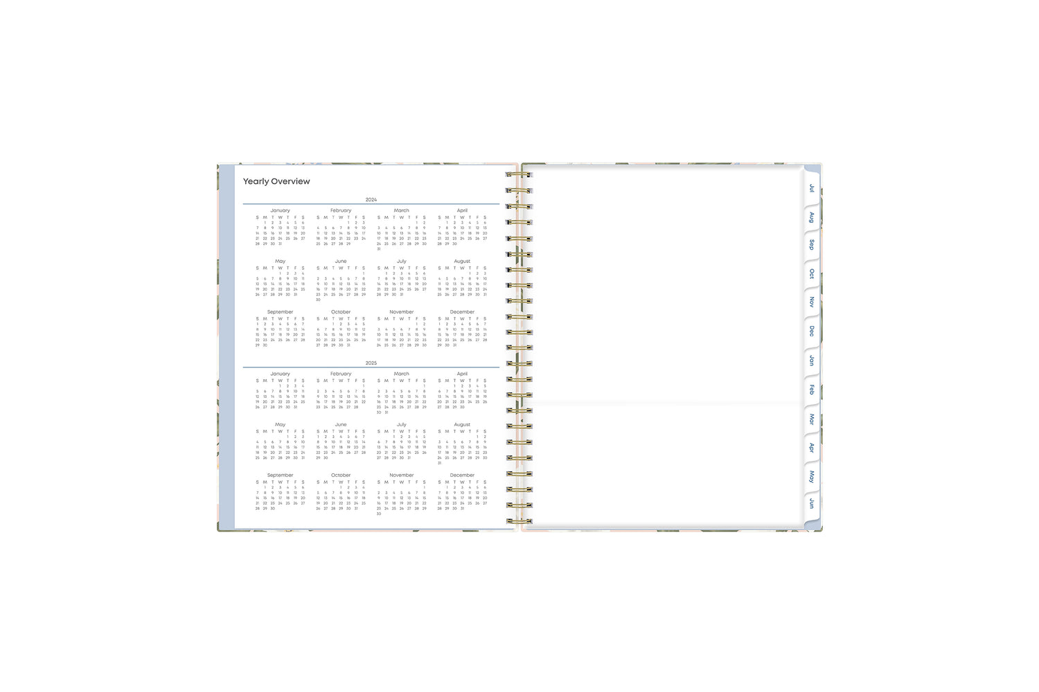 yearly overview reference calendar 2024-2025 with storage pocket