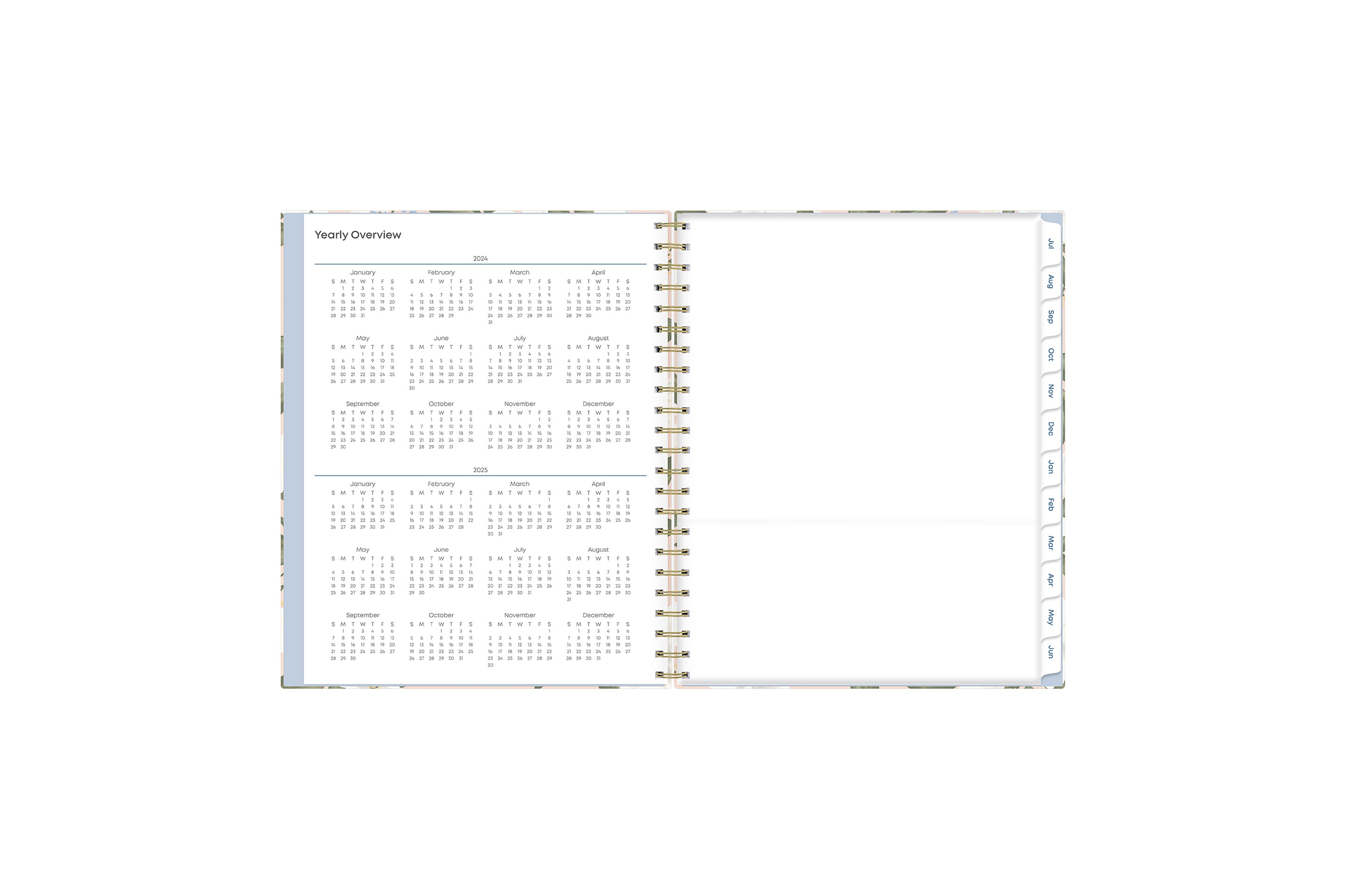 yearly overview reference calendar 2024-2025 with storage pocket