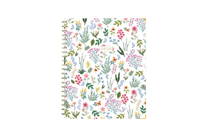 soft white background with floral pattern on this 8.5x11 weekly monthly planner
