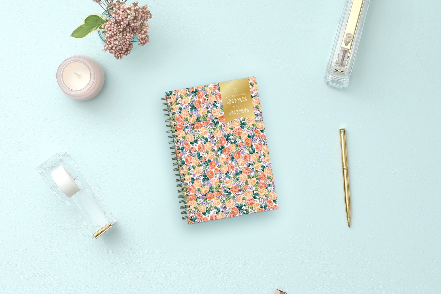 floral front cover on this 2025-2026 weekly monthly planner in 5x8 planner size