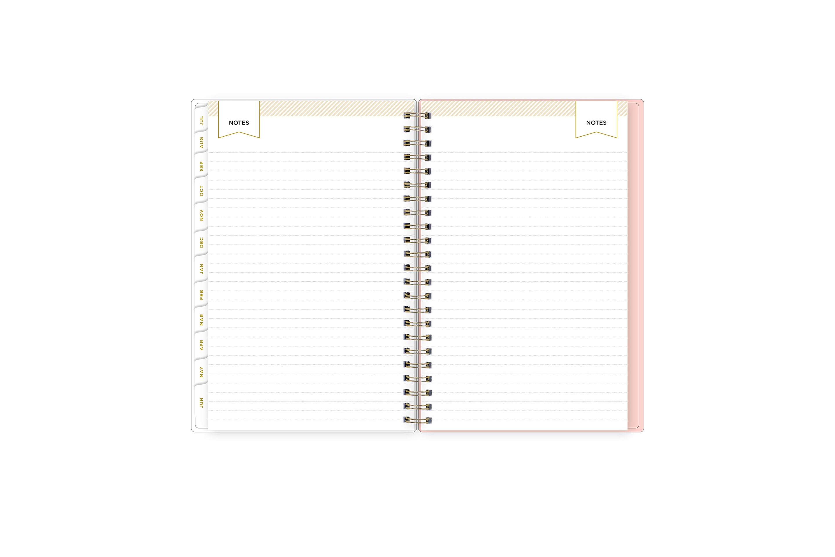 lined notes pages on this 5x8 planner with white monthly tabs