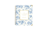 July 2025 - June 2025 weekly monthly 7x9 planner with a blue bouquet floral front cover