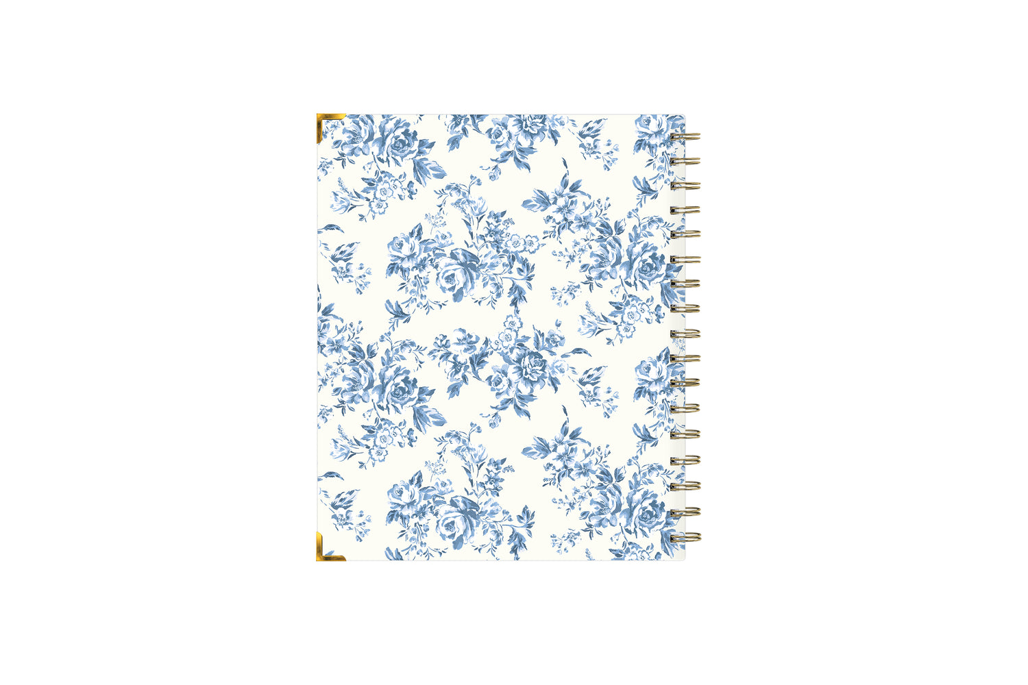 July 2025 - June 2025 weekly monthly 7x9 planner with a blue bouquet floral back cover