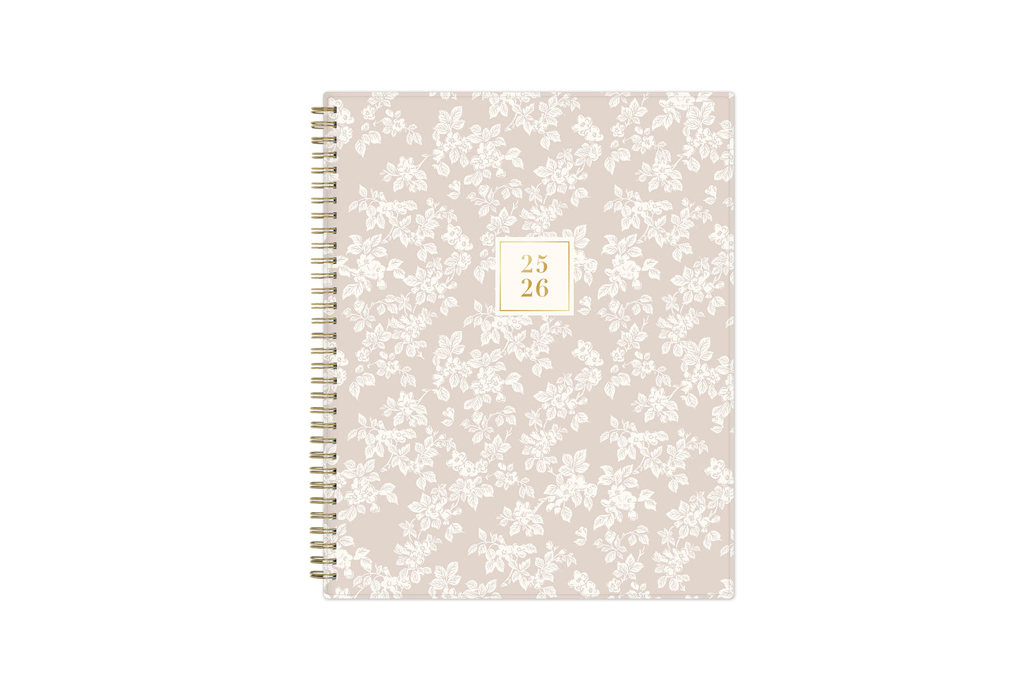 white floral printed front cover on a blush background for this 2025-2026 academic weekly monthly planner