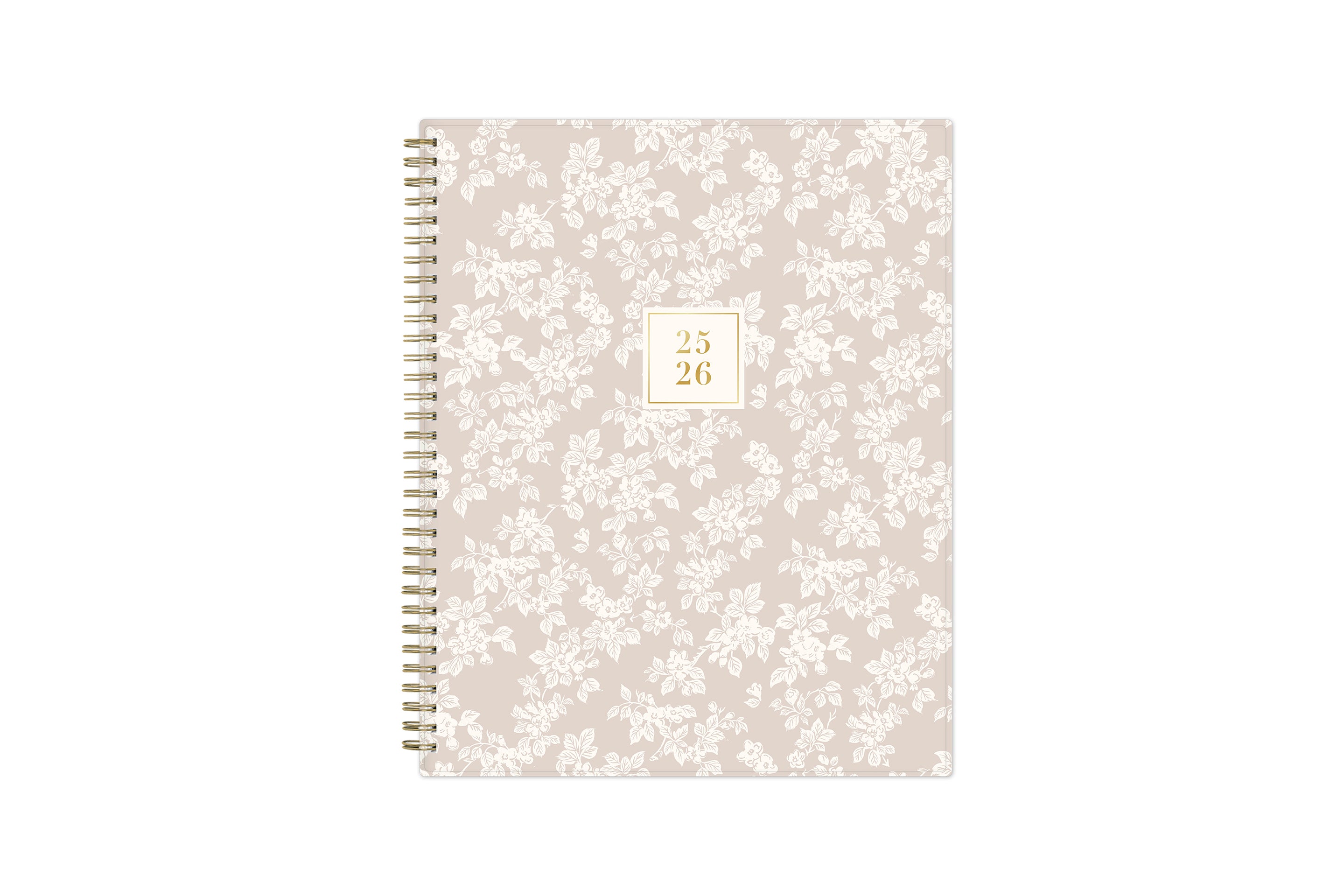white floral printed front cover on a blush background for this 2025-2026 academic weekly monthly planner