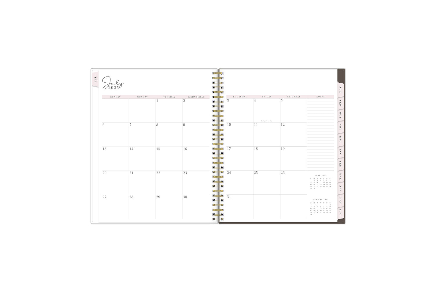 2025-2026 weekly academic planner featuring a monthly spread with blank writing space, to do&