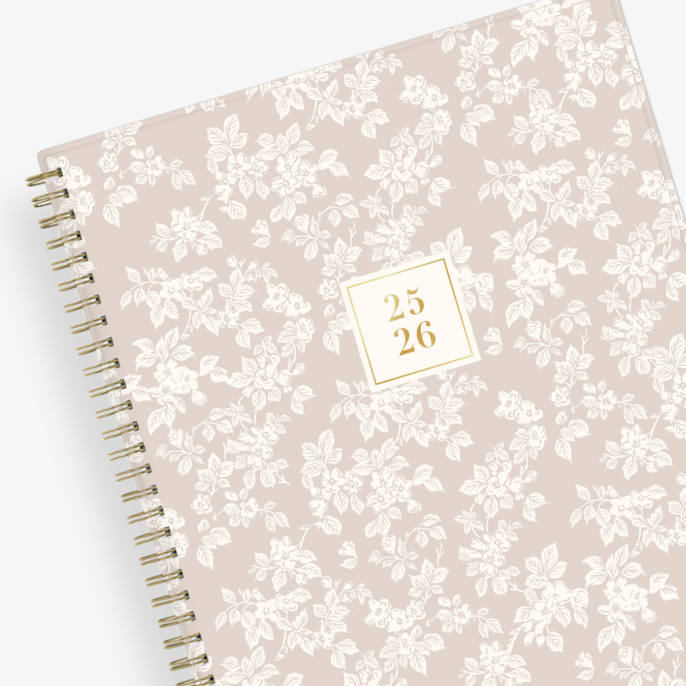 white floral printed front cover on a blush background for this 2025-2026 academic weekly monthly planner