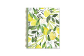 The kelly ventura 2025-2026 weekly monthly planner for blue sky features beautiful lemons cover with gold twin wire-o binding in a 8.5x11 planner size.