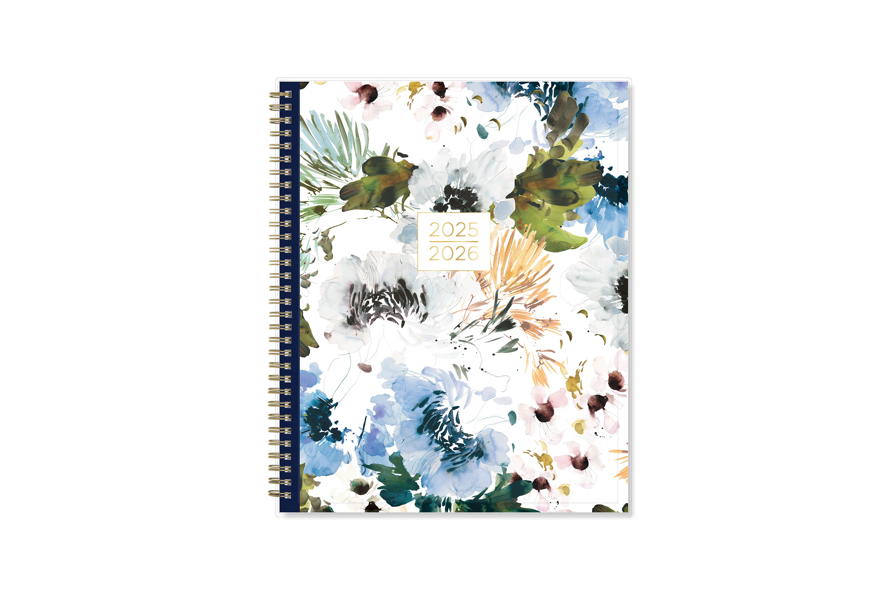 floral front cover on this july 2025 - june 2026 weekly monthly academic planner in 8.5x11 size
