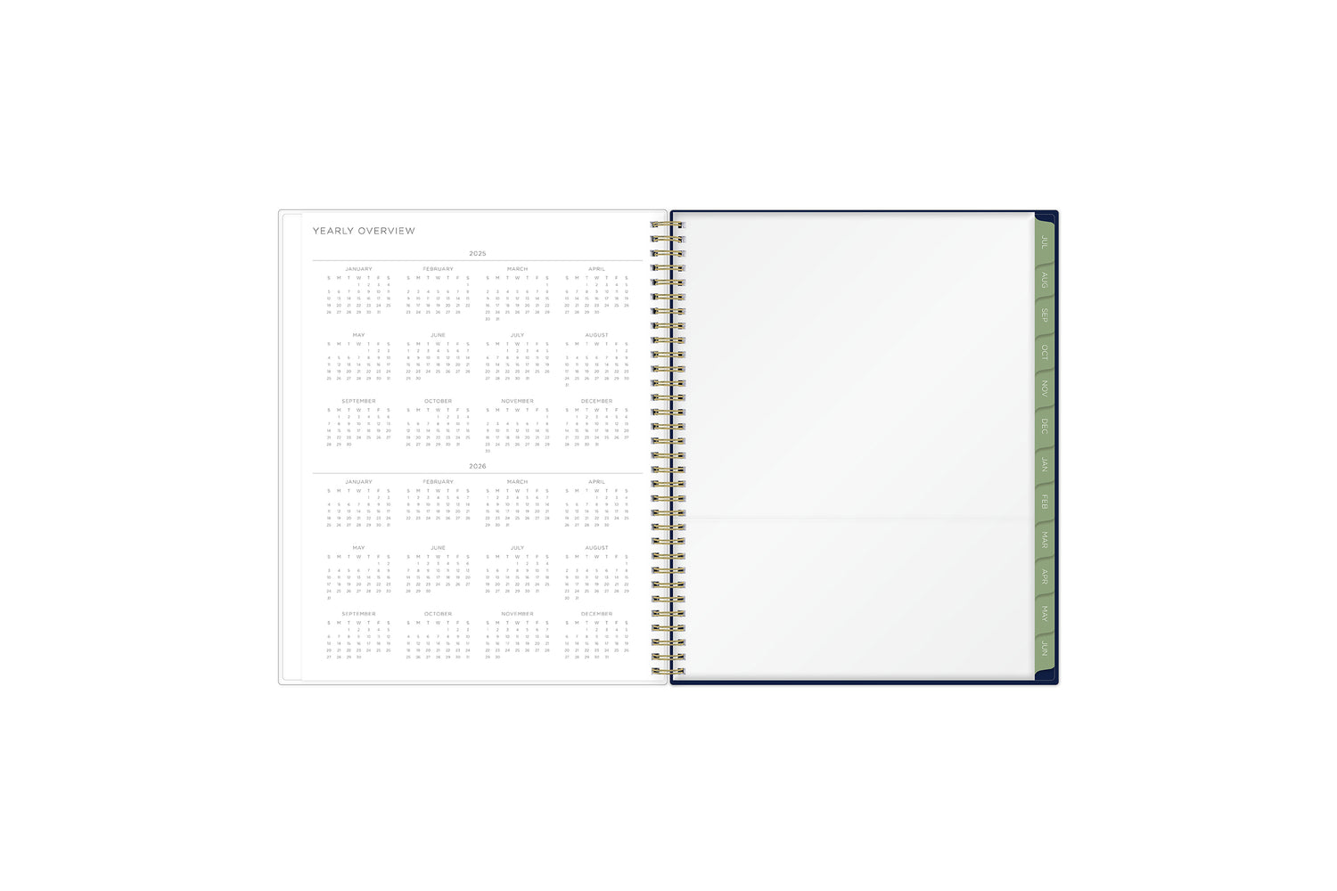 2025 and 2026 reference year calendar, storage pocket