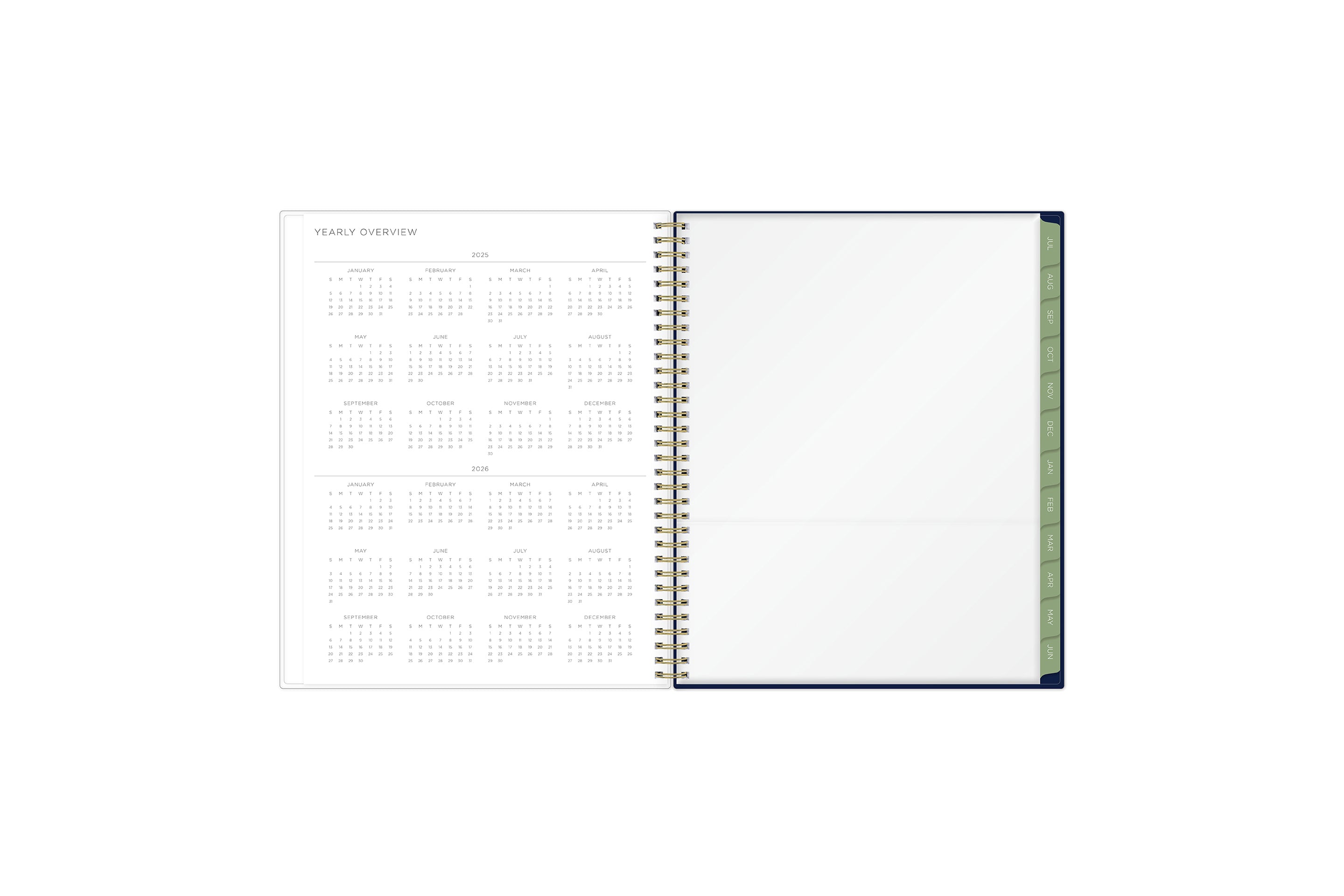 2025 and 2026 reference year calendar, storage pocket